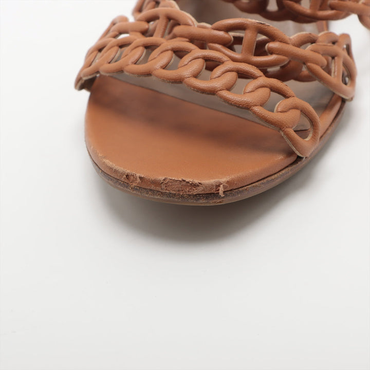 Hermès Chaîne d'Ancre Leather Sandal Brown