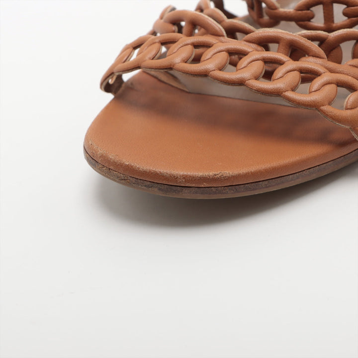 Hermès Chaîne d'Ancre Leather Sandal Brown