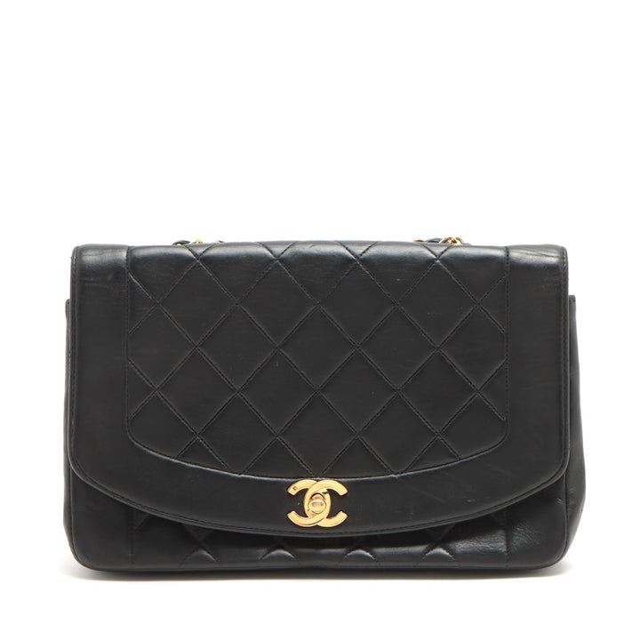 Chanel Diana Matelassé Lambskin Single Flap Single Chain Bag