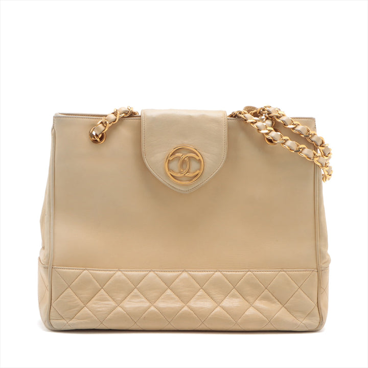 Chanel Matelasse Lambskin Chain Tote Bag Yellow Gold