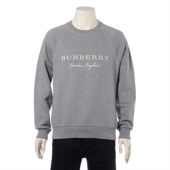 Burberry Embroidered Logo Cotton Sweatshirt Gray