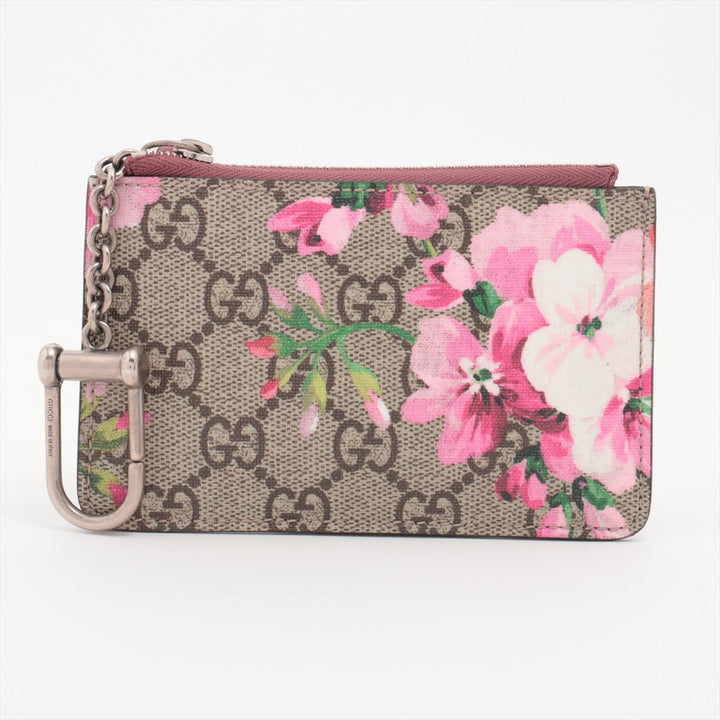 Gucci GG Canvas Floral Blooms Coin Case Beige×Pink