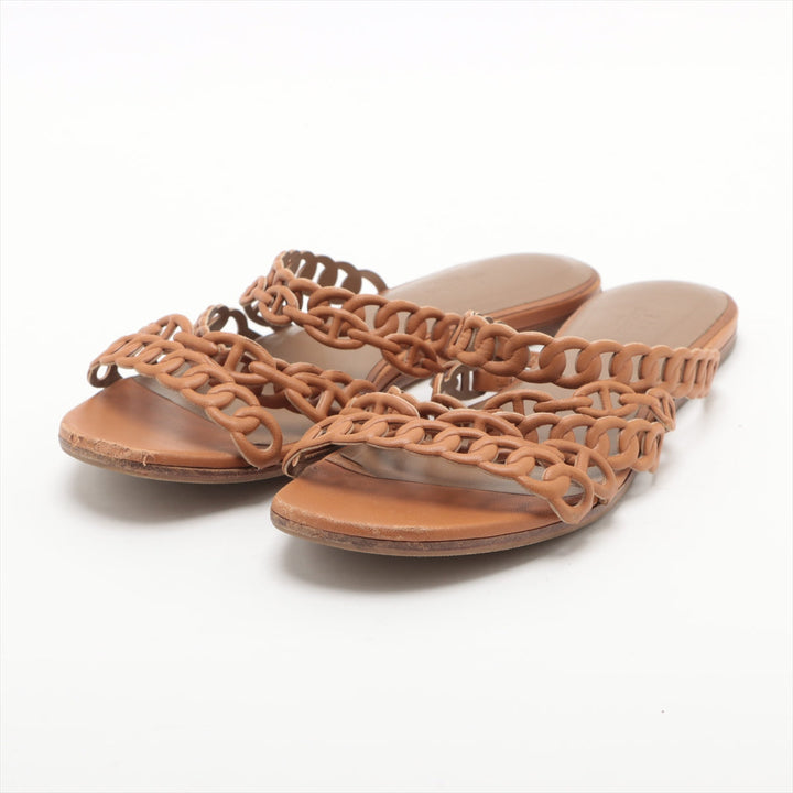 Hermès Chaîne d'Ancre Leather Sandal Brown