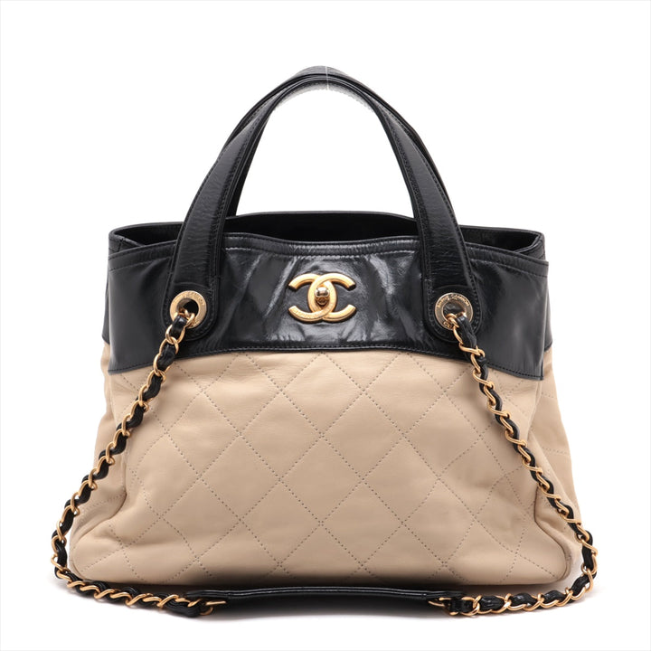 Chanel In The Mix Lambskin Chain Tote Bag Beige x Black