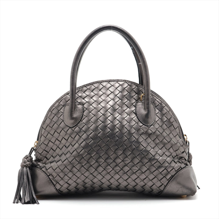 Bottega Veneta Intrecciato Leather Handbag Gray