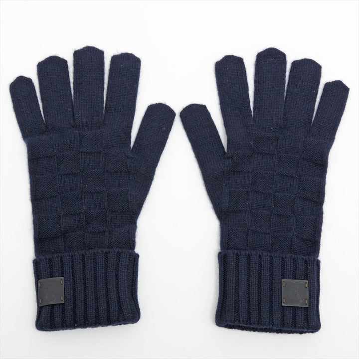 Louis Vuitton Damier Gloves Cashmere Navy Blue