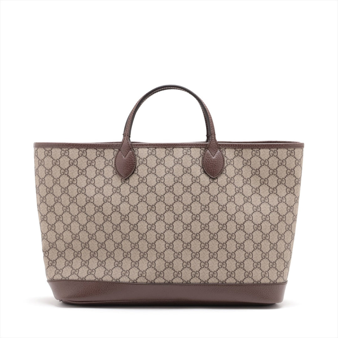 Gucci GG Supreme Leather Two-Way Tote Bag Beige×Brown