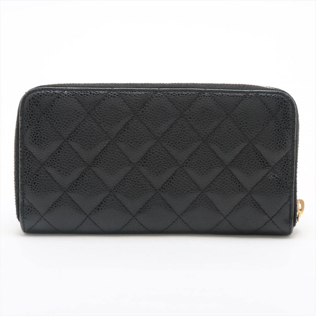 Chanel Matelasse Caviarskin Zip Around Wallet Black