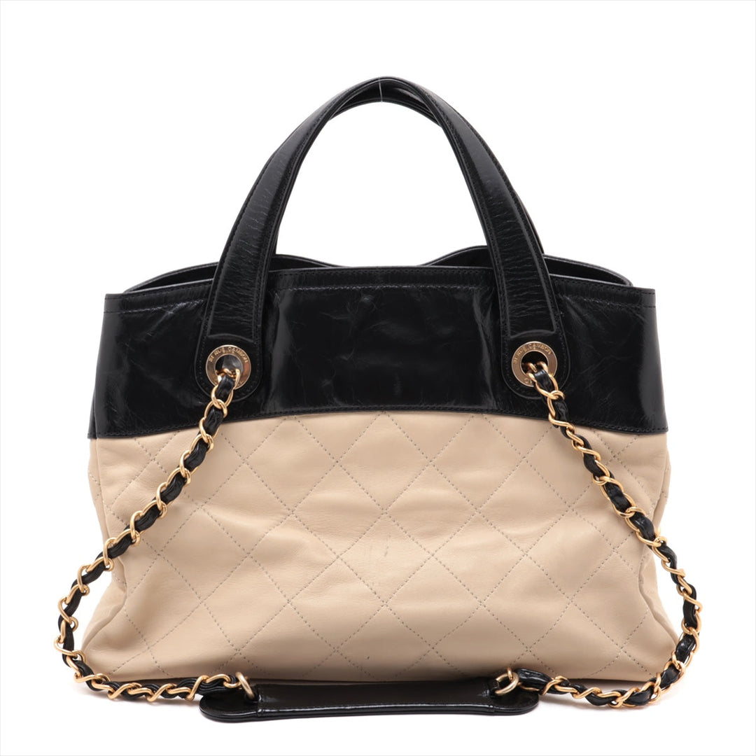 Chanel In The Mix Lambskin Chain Tote Bag Beige x Black