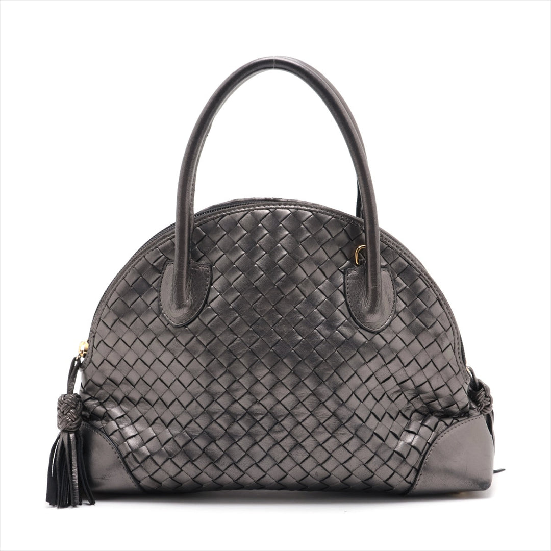 Bottega Veneta Intrecciato Leather Handbag Gray