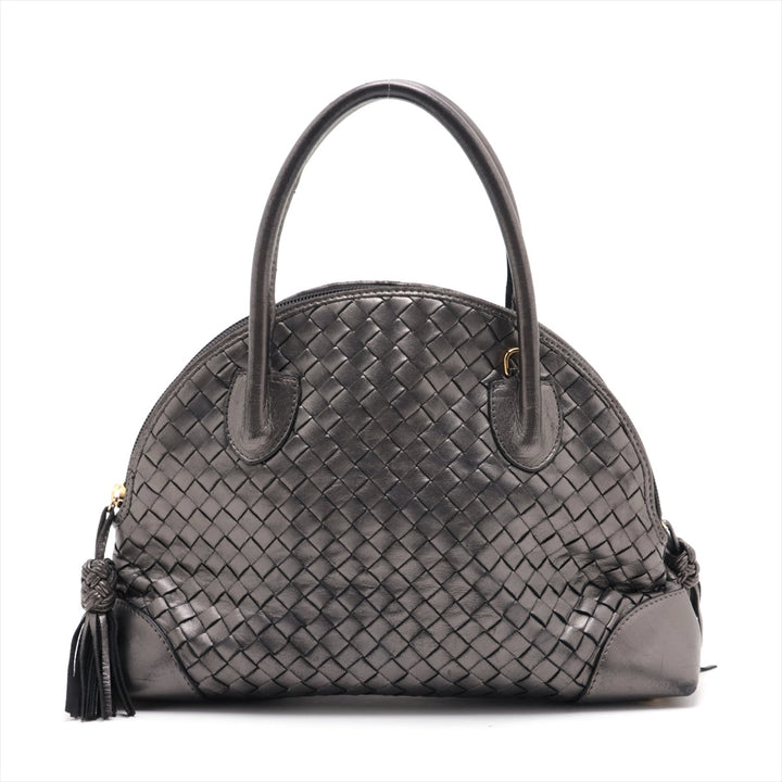 Bottega Veneta Intrecciato Leather Handbag Gray