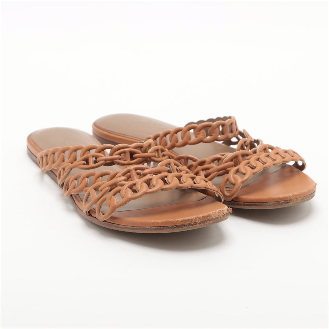 Hermès Chaîne d'Ancre Leather Sandal Brown