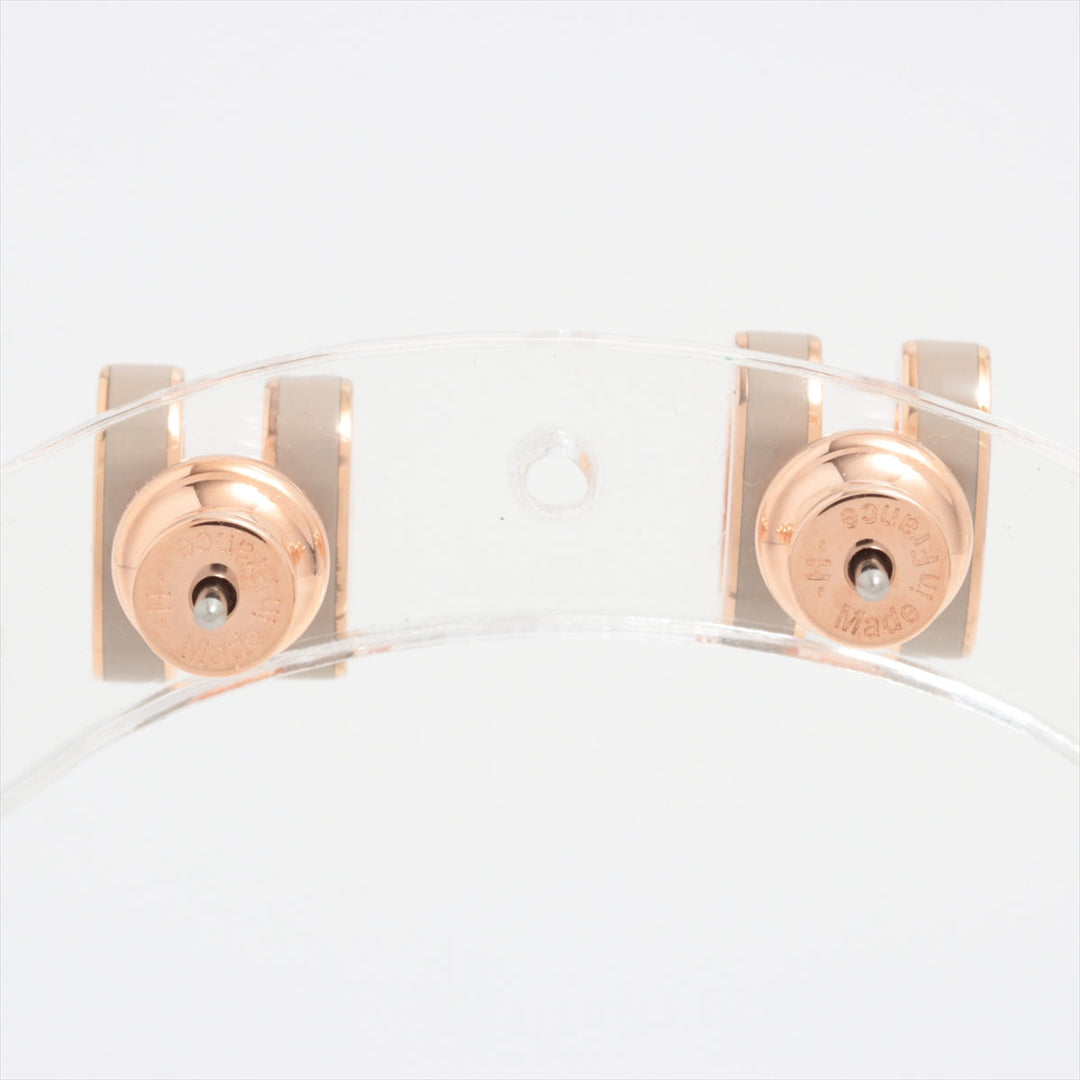 Hermès Mini Pop Ash H Gray Enamel Rose Gold Earrings