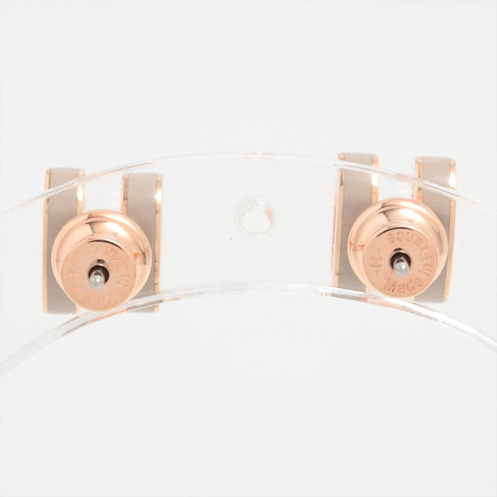 Hermès Mini Pop Ash H Gray Enamel Rose Gold Earrings