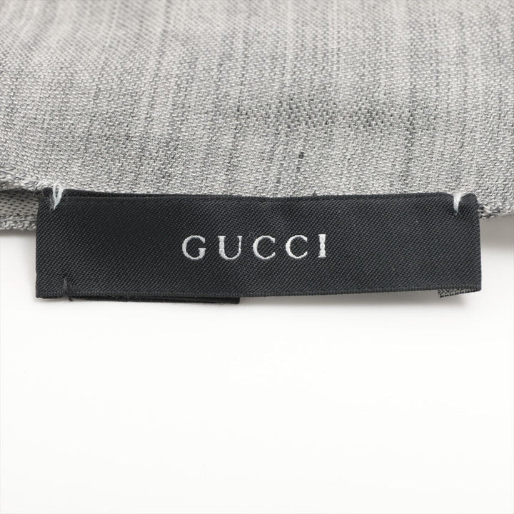 Gucci GG Logo Wool & Silk Reversible Scarf Grey