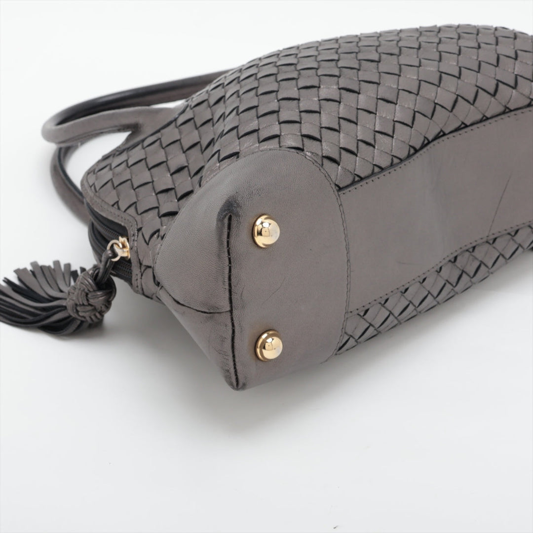 Bottega Veneta Intrecciato Leather Handbag Gray