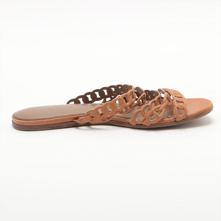 Hermès Chaîne d'Ancre Leather Sandal Brown