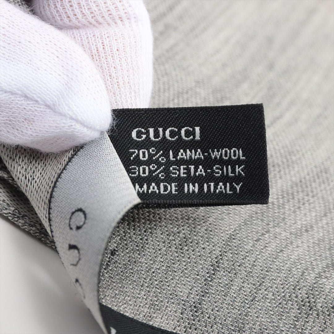 Gucci GG Logo Wool & Silk Reversible Scarf Grey