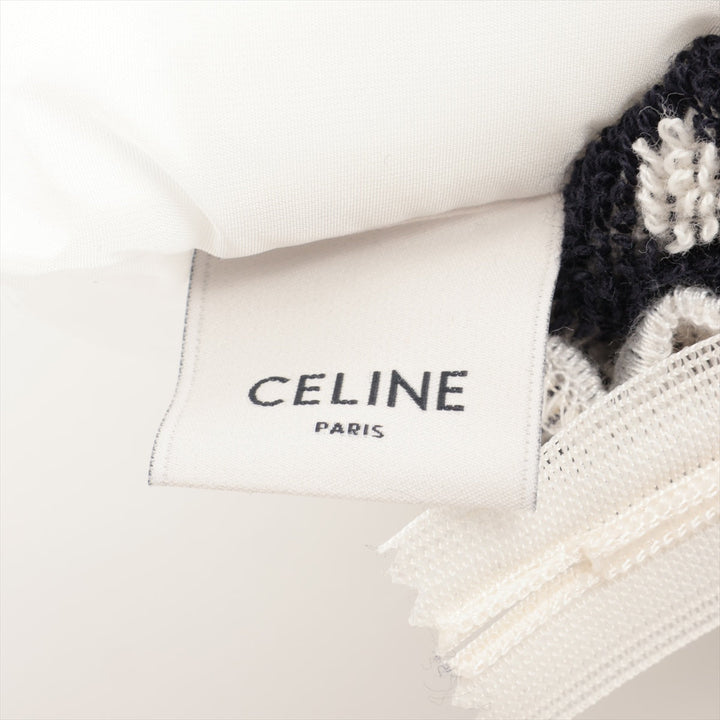 Celine Triomphe Decorative Pillow Ivory x Black