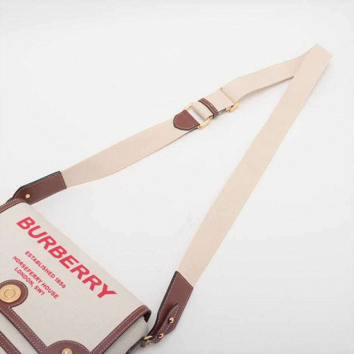 Burberry Horseferry Canvas Leather Shoulder Bag Beige×Brown