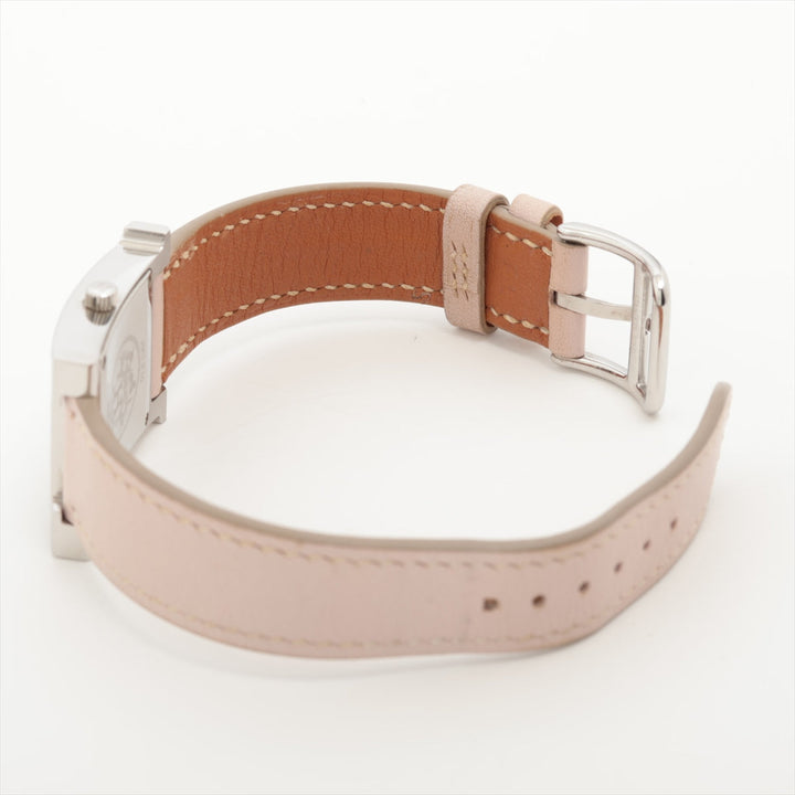 Hermès H Heure Stainless Steel Leather Watch Pink