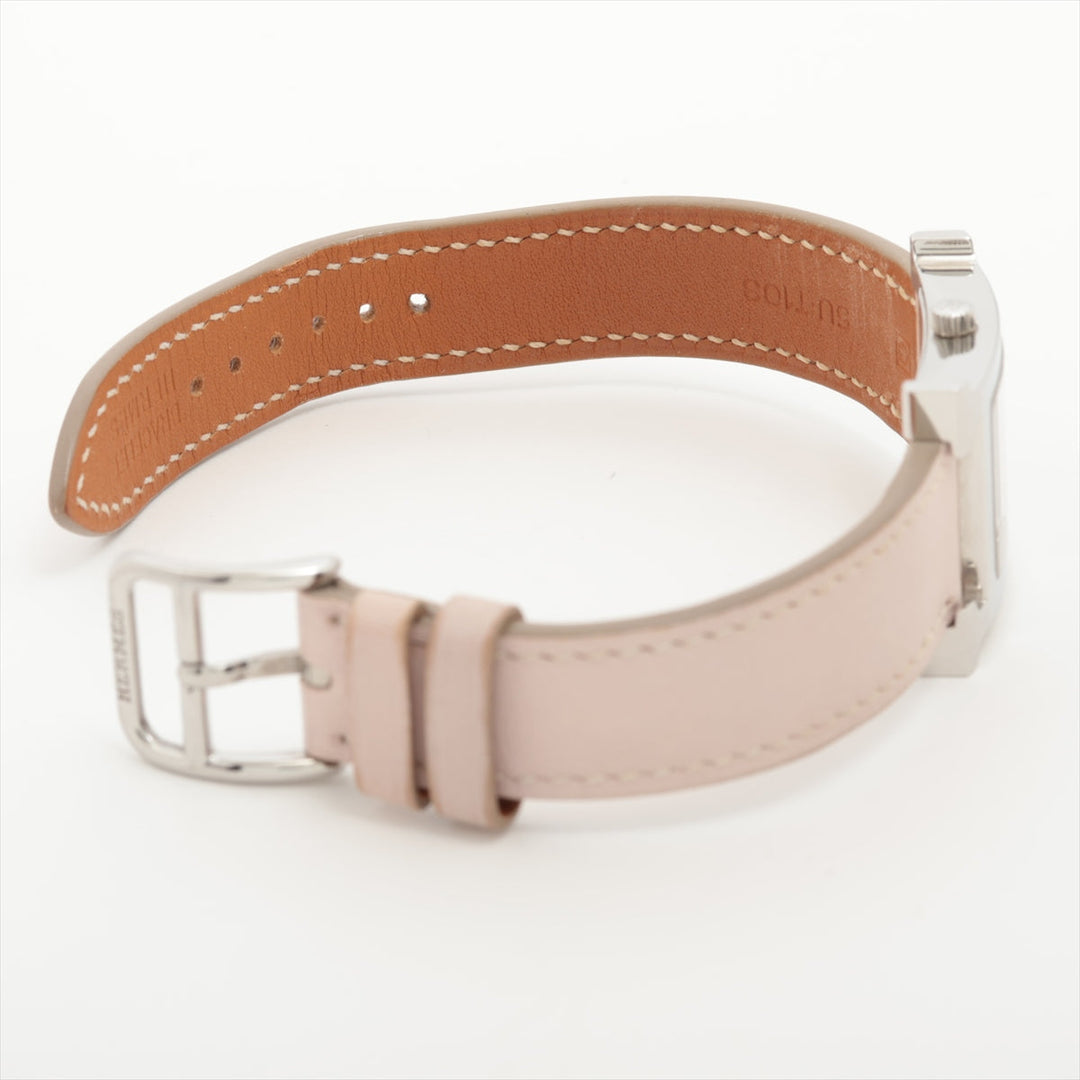 Hermès H Heure Stainless Steel Leather Watch Pink