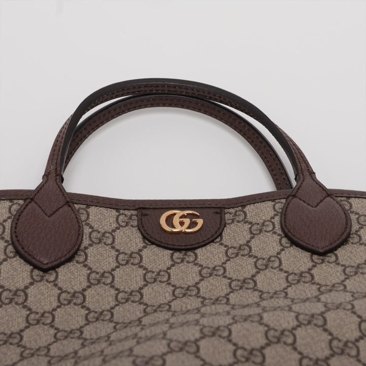 Gucci GG Supreme Leather Two-Way Tote Bag Beige×Brown