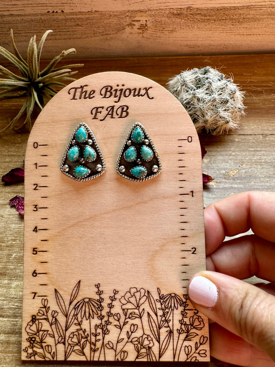 Stud kingman Turquoise Earrings sterling silver