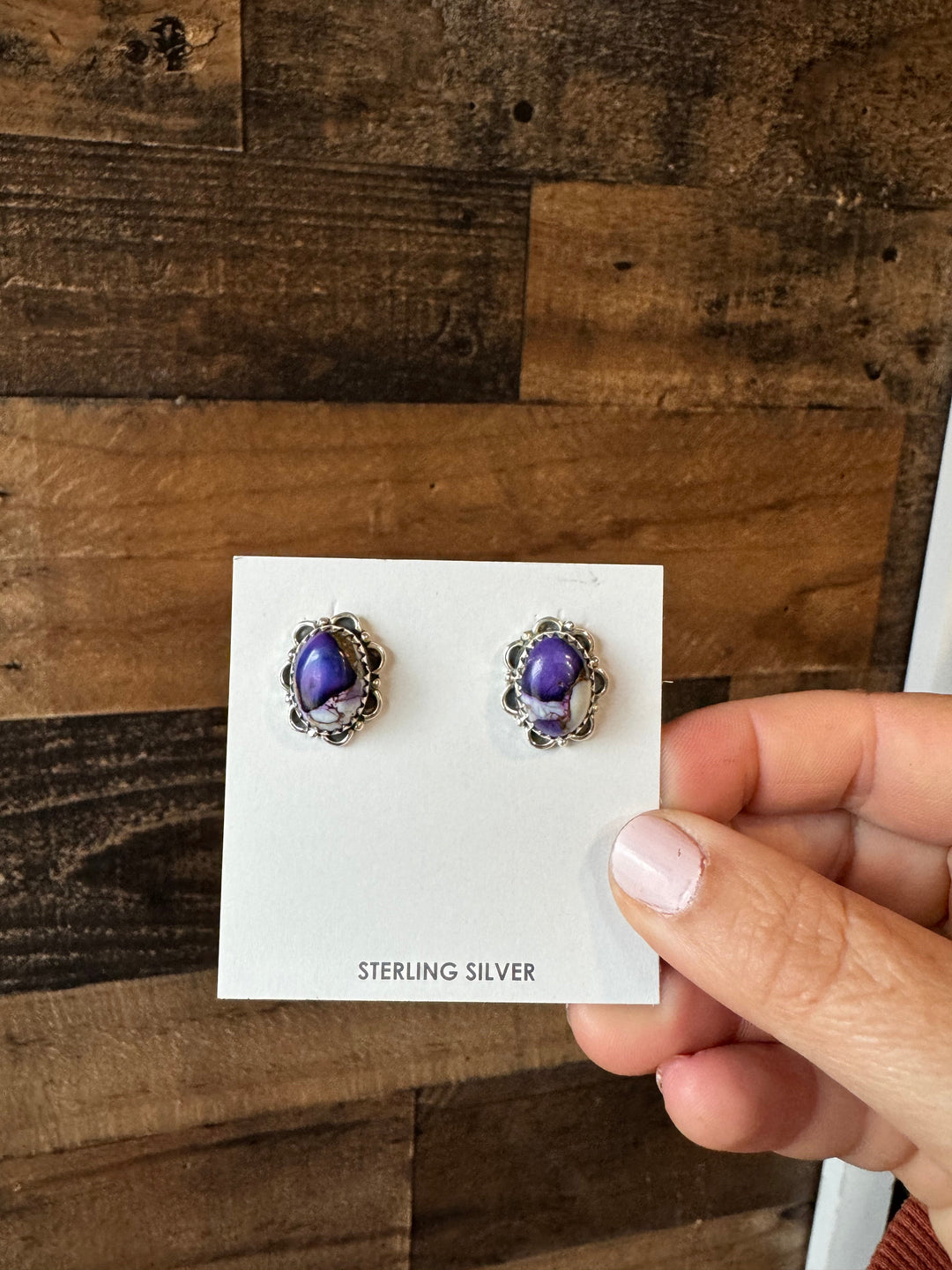 Teardrop Stud violet rose earrings