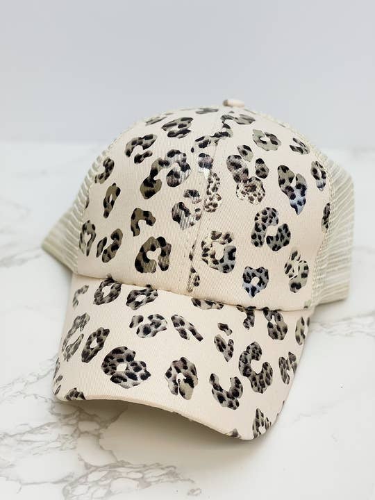 Criss-Cross Metallic Leopard Cap - Jefferson Co. Boutique