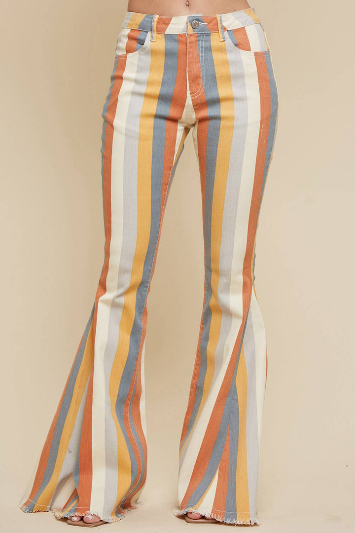 CARAMEL PLUS SIZE MULTI STRIPED DENIM