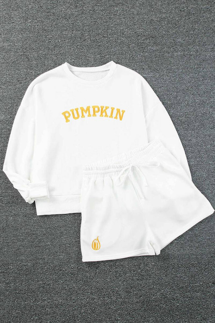 PUMPKIN Graphic Sweatshirt And Shorts Set